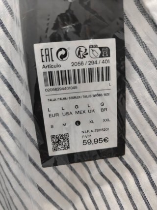 Camisa Lino Rayas Massimo Dutti Talla L