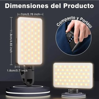 Luz selfie LED portátil recargable