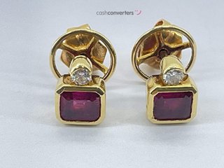pendientes oro 18k con piedra con diamante