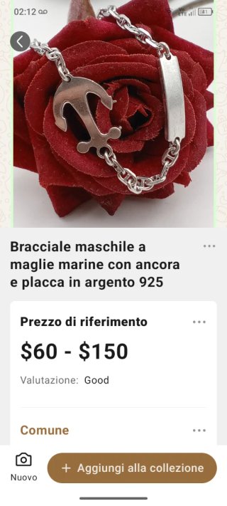 Bracciale Uomo Argento 925 Ancora Maglia Marina