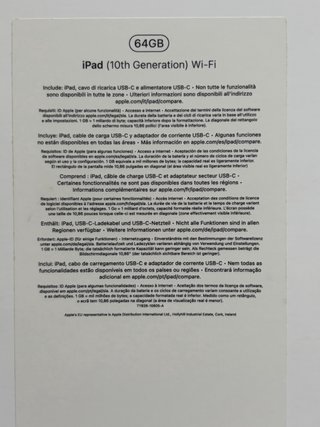 IPAD 10ª GENERACIÓN 64 GB PLATEADA - COMO NUEVA