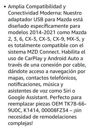 Adaptador CarPlay Android Auto Mazda MZD Connect