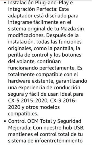 Adaptador CarPlay Android Auto Mazda MZD Connect