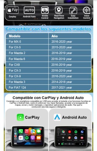 Adaptador CarPlay Android Auto Mazda MZD Connect