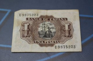 2 Billetes de 1 Peseta 1953 (una peseta).