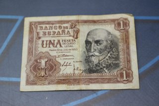 2 Billetes de 1 Peseta 1953 (una peseta).