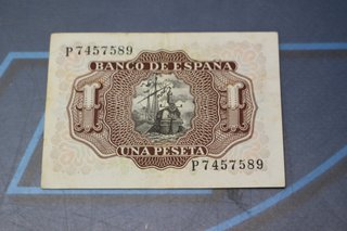 2 Billetes de 1 Peseta 1953 (una peseta).
