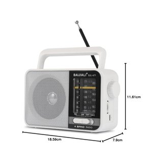 Radio portátil FM AM con altavoz potente blanco
