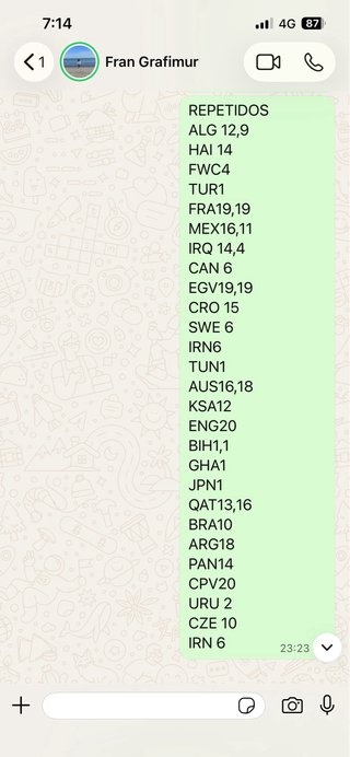 Cromos Panini Mundial 2026 intercambio por otros