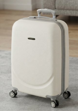 Maleta mediana de viaje beige y gris