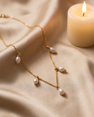 Collar Colgante Rectangular Esmeralda Dorado
