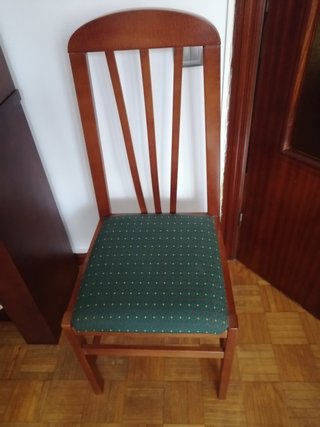 6 Sillas de Salón Madera y Tela