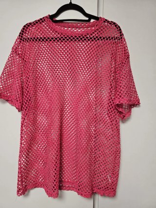 Camiseta rosa de rejilla talla L