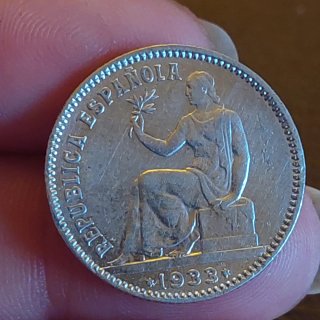 Moneda 1 Peseta Plata Española 1933(6)