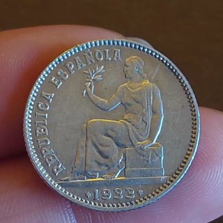 Moneda 1 Peseta Española 1933 Plata(7)