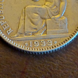 Moneda 1 Peseta Plata 1933 República Española(8)