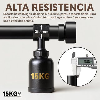 GORMENA Barra Cortina 80‑365cm Metal 25mm Negra