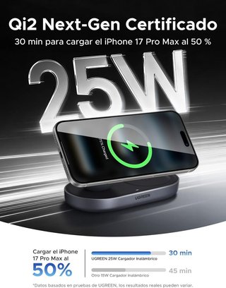 Caricatore wireless UGREEN Qi2 25W MagSafe 2in1