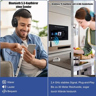 EVODIGER Auriculares TV RF 2.4G BT 5.3 mayores