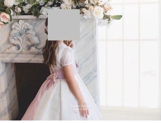 Vestido Comunión Rosa Clara Blanco