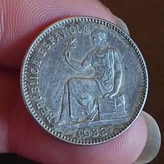 Moneda 1 Peseta Plata 1933 Española(10)
