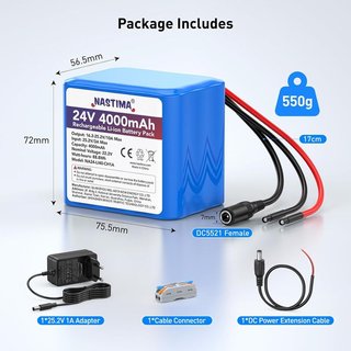 NASTIMA Batería 24V 4000mAh 88Wh BMS DIY RC Solar