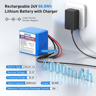 NASTIMA Batería 24V 4000mAh 88Wh BMS DIY RC Solar