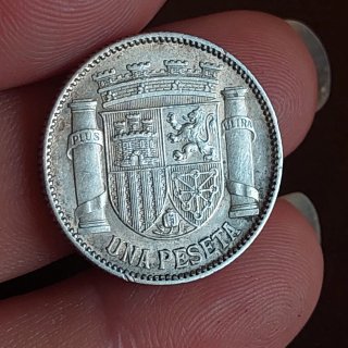Moneda 1 Peseta Española 1933 Plata(12)