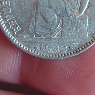 Moneda 1 Peseta Española 1933 Plata(12)