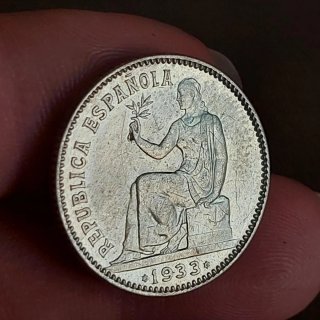 Moneda 1 Peseta Plata 1933 Española(14)
