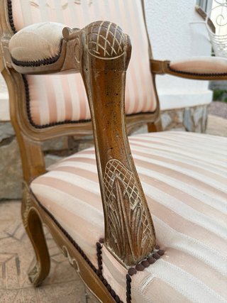 Sillón Luis XV madera maciza tapizado