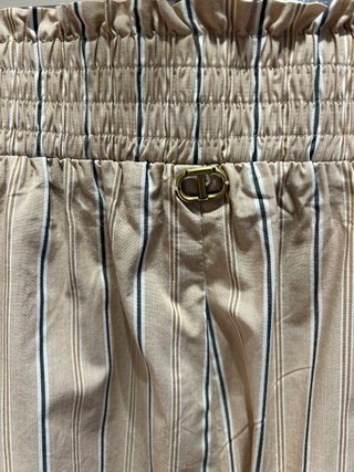 Pantalones de rayas beige y multicolor