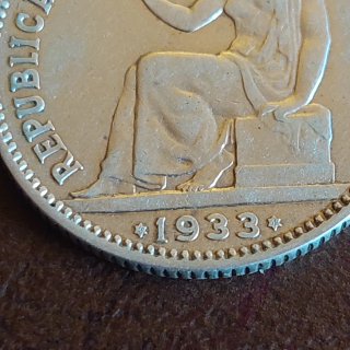 Moneda 1 Peseta Plata 1933 República Española(22)