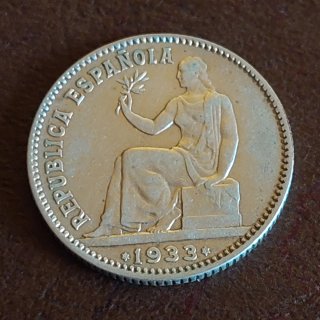 Moneda 1 Peseta Plata 1933 República Española(22)