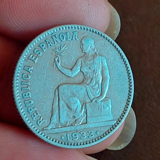Moneda 1 Peseta Plata 1933 República Española(22)