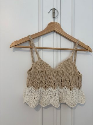 Vintage top Crochet hecho a mano Talla XS