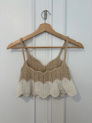 Vintage top Crochet hecho a mano Talla XS