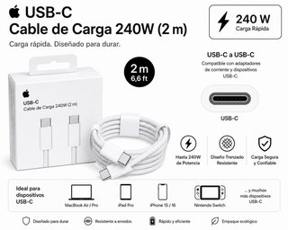 Cable Carga USB-C Apple 240W 2m