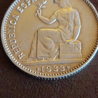 Moneda 1 Peseta Española 1933 Plata(23)