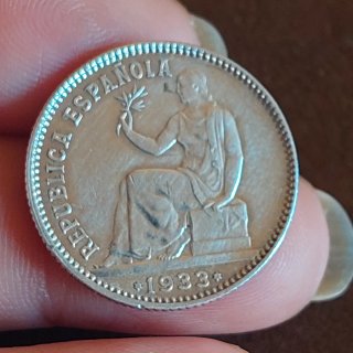 Moneda 1 Peseta Española 1933 Plata(23)