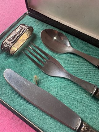Juego cubiertos y servilletero plata ley