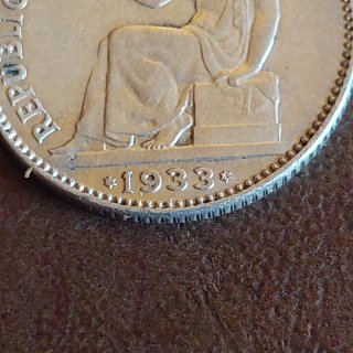 Moneda 1 Peseta Plata Española 1933(23)