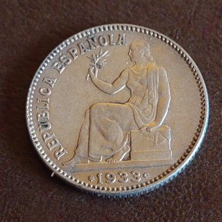 Moneda 1 Peseta Plata Española 1933(23)