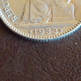 Moneda 1 Peseta Española 1933 Plata(25)