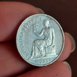 Moneda 1 Peseta Española 1933 Plata(25)