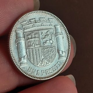 Moneda 1 Peseta Española 1933 Plata(25)