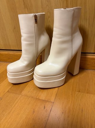 Botines Tacón Plataforma Beige
