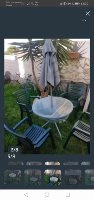Mesa redonda jardín cristal+4sillas nardi