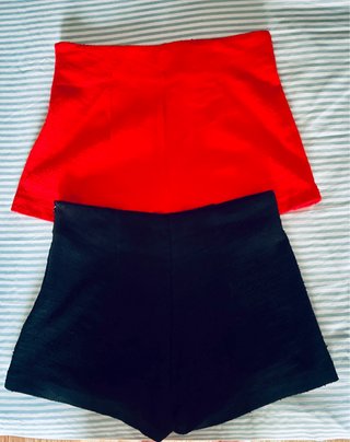 2 Shorts Stradivarius Negros y Rojos