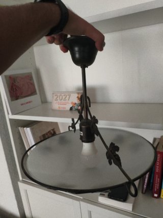 Lámpara techo vintage con tulipa de cristal opal